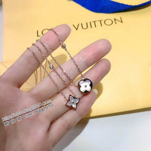 Louis Vuitton新款飾品 路易威登天然白貝母項鏈 LV單花單鑽鎖骨鏈  zglv2113